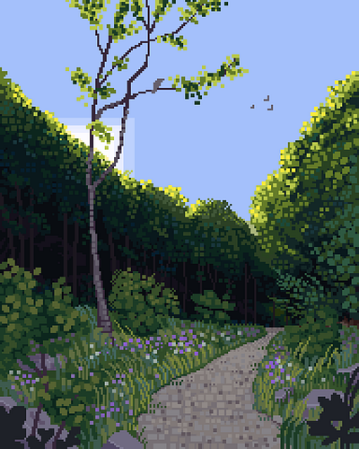 Forest Study 8bit contrast forest green illustration pixelart pixelartist retro scenery studio studio ghibli woods