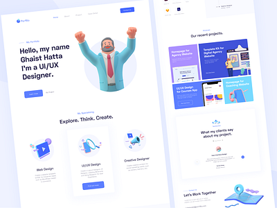 Porfilio - Portfolio Homepage 3d 3d website clean clean ui homepage portfolio website ui ui design ux web webdesign website