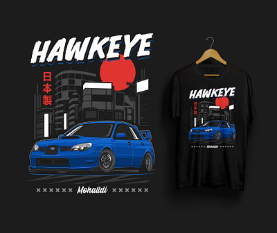 Subaru STI Hawkeye Sport Car Illustration art automotive car car clothing car design car drawing car illustration car poster car t shirt design drawing jdm race sport sport car sti subaru t shirt vector vehicle