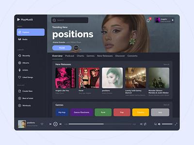 Music Player App - PlayMusiQ dashboard exploration imac music art music player musician ui uiux uiuxdesign