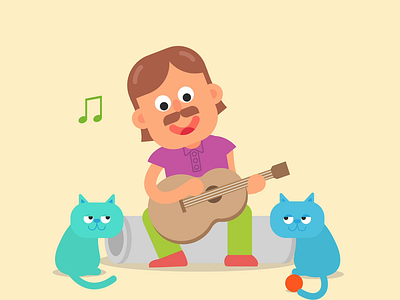 Singing with the cats 2danimation after effects animation character characterdesign explainer video illustration illustrator motion design motion design school motion graphic vector art