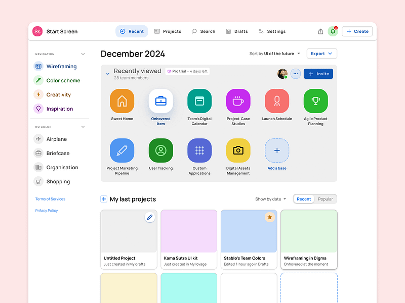 Figma Dashboard UI kit - Start Home screen template cards dashboard desktop figma header home icons material menu navigation start system templates ui kit web