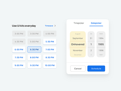 Picker UI design - Figma Material X kit app date design design system figma filters mobile picker pop popup time ui ui kit