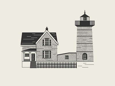 Halftone Series – Nubble Lighthouse black and white black and white illustration design elegant flat flat illustration halftone halftones house house illustration illustration illustration art illustrator lighthouse lighthouse logo simple simple illustration texture vector windows