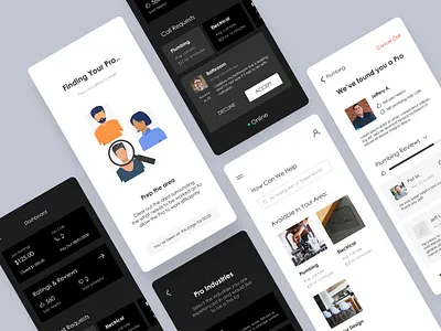 ProServe Home Maintenance App UX UI Design android app app design clean diy home ios maintenance minimal mobile app design mobileapp mobileappdesign mobileapplication professional service ui ux ux ui design ux ui designer video call