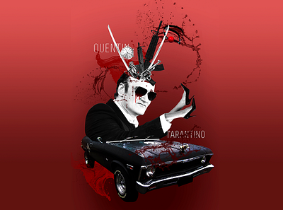 Quentin Tarantino collage dark horror illustration illustrator movie personage photoshop