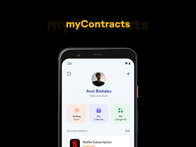 myContracts animation app design flat minimal ui ux