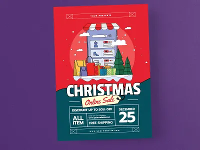 Christmas Online Sale Flyer Instagram Post Story Set ads character design christmas design discount fashion flyer instagram instagram post instagram story modern online online sale online shop poster red retail sale social media template