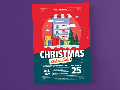 Christmas Online Sale Flyer Instagram Post Story Set ads character design christmas design discount fashion flyer instagram instagram post instagram story modern online online sale online shop poster red retail sale social media template