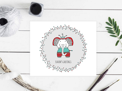 Christmas Elephant animals christmas cute doodleart graphic design illustration seasons greetings vector