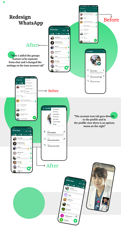 Redesign WhatsApp app branding design graphic design illustration illustrator typography ui ux website