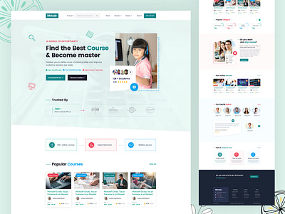 LMS-Course Learning Landing Page activity blue course creative design illustration landing landing page layout red redesign student trending typography ui ux web agency web design website design