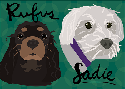 Dog Portrait Commission dog dogs flat color flat illustration illustrated portrait illustration illustration art illustrator portrait rufus sadie vector