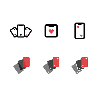 mobile card game logos app cards club color diamond game heart icon lines logo minimal mobile playing cards spade vector