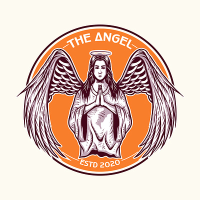 angel badge design angel artworkforsale badgedesign illustration illustrator tshirtdesign vector