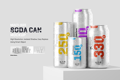 Multisize Soda / Beer Can Mockup 3d beer can design graphic logo mock up mock up mock ups mockup mockups multisize presentation soda soda can