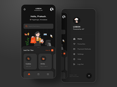 Restaurant App ahmedabad app conceptual dark ui freepik gujarat illustration india minimal popular restaurant app trending ui ux