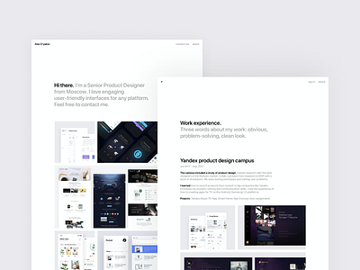 Personal website clean interface minimal minimalistic simple ui web white