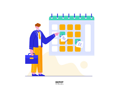 Schedule Planner business character flat illustration people schedule website