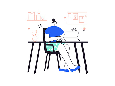 Work on Laptop book character characterdesign design illustration laptop minimal notification plant surface website work working workspace