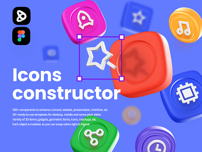 Scene constructor kit 3d components design system desktop desktop app gadgets icons illustration illustrations image landing marketing mobile mockup model product product design promo promotional template