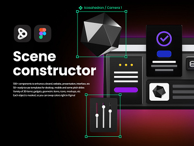 Interface elements constructor 3d design 3d mockup block browser constructor desktop elements illustration interaction interface landing marketing mobile promo service ui ui design uidesign webdesign website