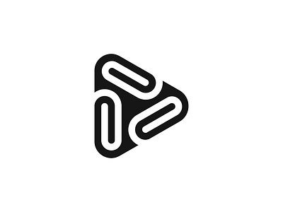 Abstract Logo Exploration (Unused for Sale) abstractionism black and white brand identity branding company for sale unused buy line path logo mark symbol icon monochrome negative space office paper clip play media shape vector