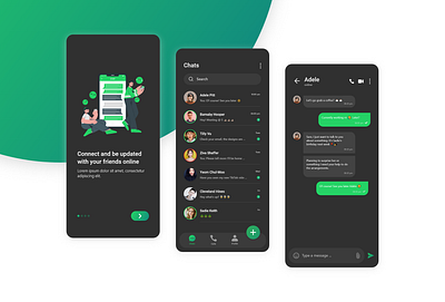 WhatsApp Chat App // Dark Theme // UI Design app chat app design message app mobile app design mobile design mobile ui ui whatsapp whatsapp redesign