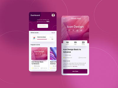 Online Courses App android app clean courses ios online courses purple simple ui user experience ux