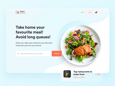 Take-away food payment platform dailyui dailyuichallenge food food and drink glassmorphism minimal order food order online restaurant website search bar soft colors takeaway takeout ui uichallenge uidesign uiux