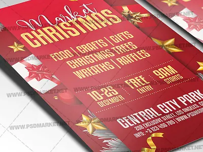 Christmas Market Template - Flyer PSD christmas christmas 2020 christmas flyer christmas market christmas vacation xmas xmas flyer