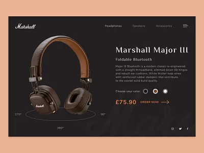 Marshall headphone | concept brawn clean design ecommerce ecommerce shop font awesome graphic design headphones homepage landing marshall minimalist music typography typography art ui ux ux design web wireless