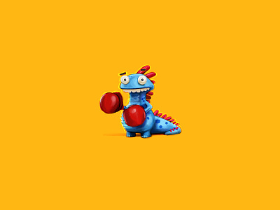 Tiny Dinosaur art blue character characters digitalart dinosaur dinosaurs illustration illustrator orange photoshop red wacom