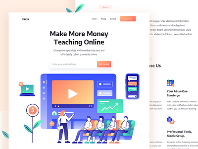 Web Design - Teaching Online clean creators creators online elearning elearning courses flat illustration flatdesign illustrations landingpage online course online teaching online video sell video teaching ui ux webdesign