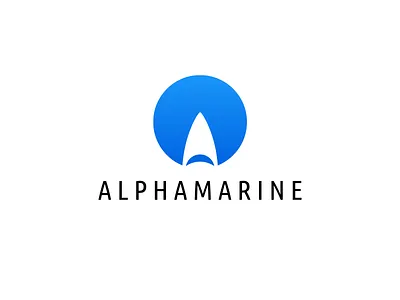 Alphamarine a alpha blue icon letter logo marine mark round sail shape shark sky yacht