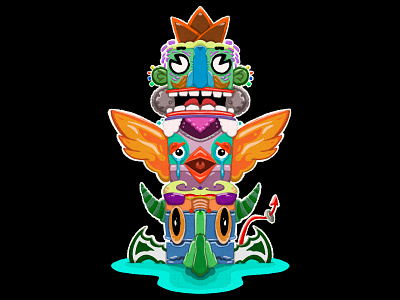 totem animal animals cartoon color colors demon design devil illustration indian mask totem