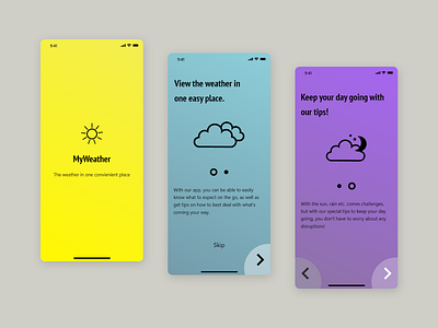 Weather app onboarding app design gradient ui ux weather