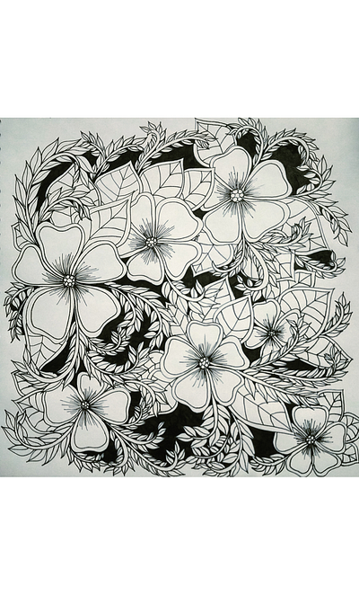 Some flowers black and white flowers illustration zentangle