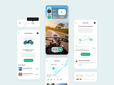 AR Navigation App ar app augmented reality best design 2020 bike clean ui gps map mobile app motorbike motorcycle navigation tour travel travel app travelling vr