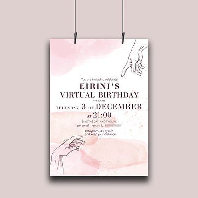 Invitation For Virtual Birthday Party design flat illustration minimal typography