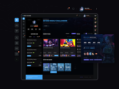 Main dashboard for competitive gaming platform app dashboard design esports gamers games gaming profile ragebite ui ux website