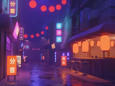 Strange Alley 3d blender concept art design environment night street