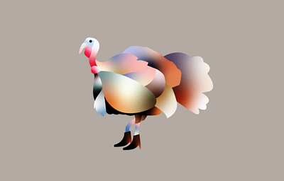 Party Turkey bird boots branding editorial gradient illustration texture thanksgiving turkey vector