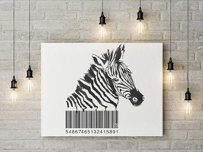 Zebra Code bar code design illustration painting qr code watercolor watercolor painting