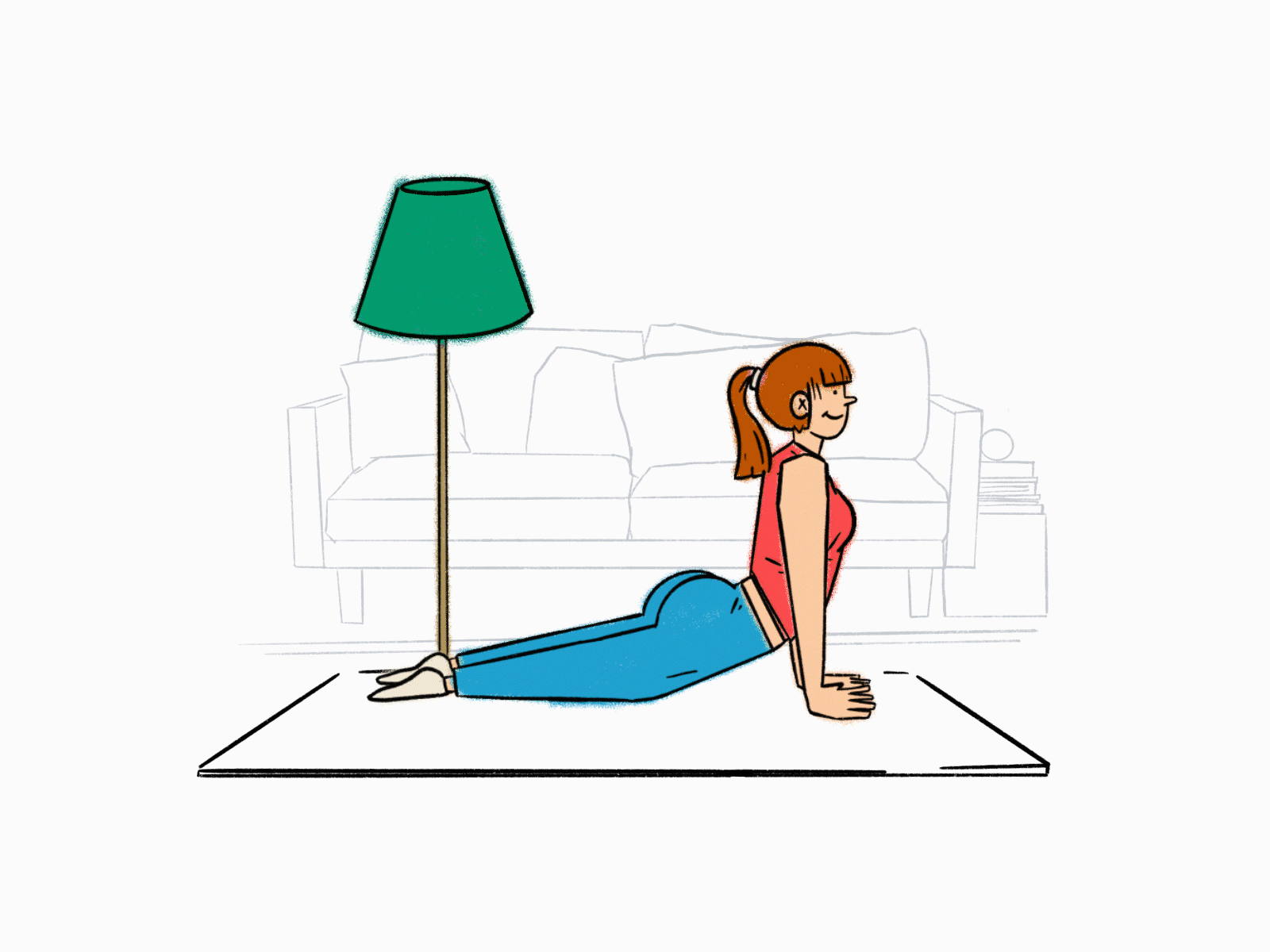 Homppy - Yoga animation character design framebyframe freelance fun funny girl graphisme home identity illustration procreate project sofa sport work yoga zen