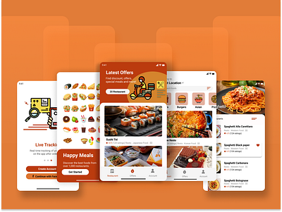 Happy Meals - Food Delivery App android app app design branding deliver delivery app delivery food design design app figma figmadesign food and drink food app foodie gofood order food ui ui design uiux userexperience userinterface