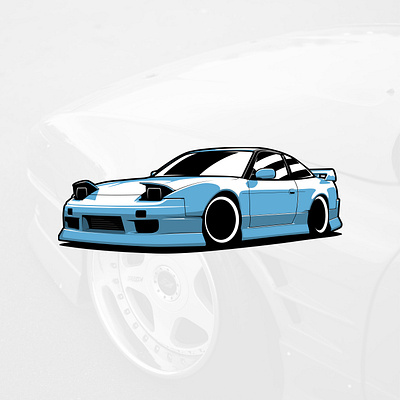 Nissan S13 240SX art automobile car design drawing graphicdesign illustration logo logotype vector