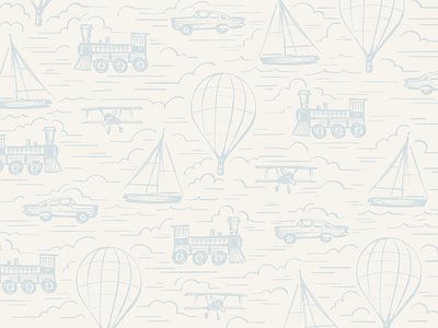 Boy Nursery Illustration baby boat boy car drawing fabric illustrate illustration nursery nursery art painting pattern plane room sail surface pattern toddler train vintage wallpaper