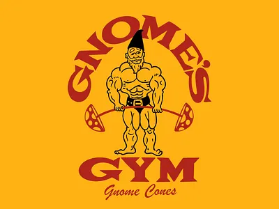 Gnome's Gym bodybuilder gnome gym illustration light weight vintage