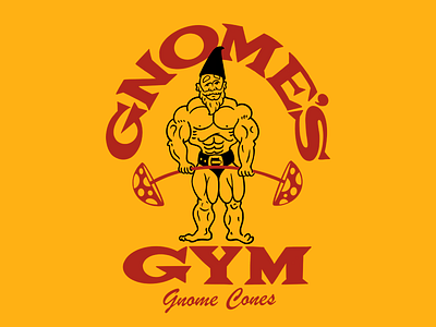 Gnome's Gym bodybuilder gnome gym illustration light weight vintage